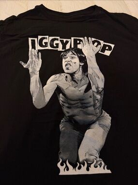 Black Graphic Rock Band T-Shirt - Black IGGY POP